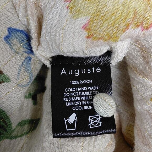 Auguste Womens 4 Floral Blouse Cream Pink Boho Chic Romantic Cottagecore Top - Picture 10 of 11